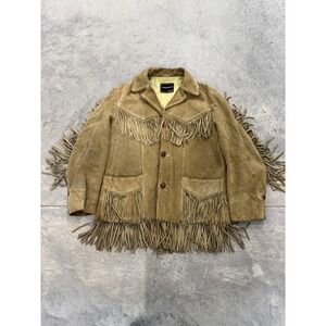 Vtg Towncraft Penneys Suede Fringe Western Cowboy Jacket